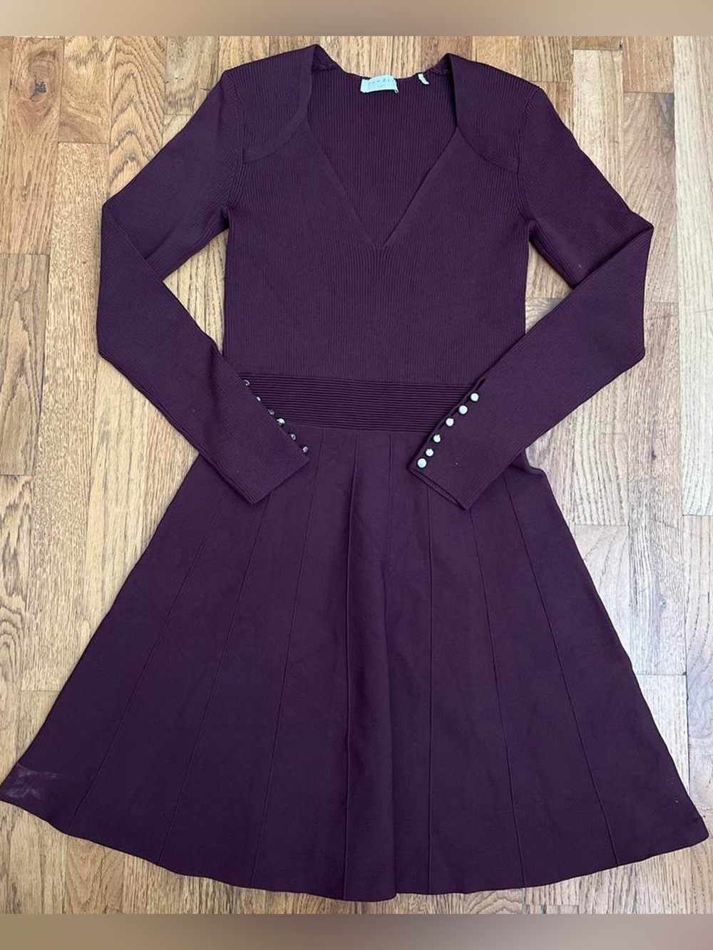 Sandro Paris burgundy long sleeve dress